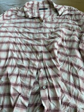 Lane Bryant Pink and White Striped Button-Down Shirt